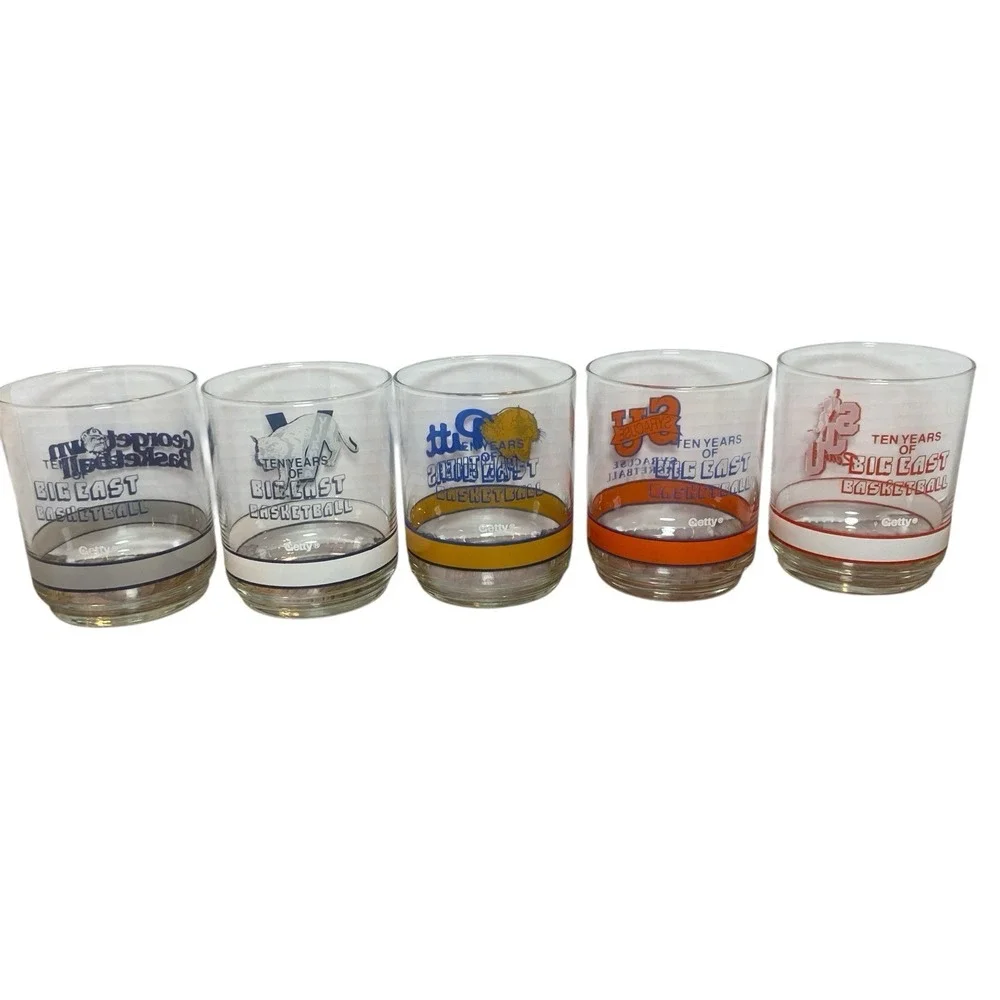 Vintage Ten Years Of Big East Basketball‎ Set Of 5 Glasses Out Of 10 - Picture 2 of 11